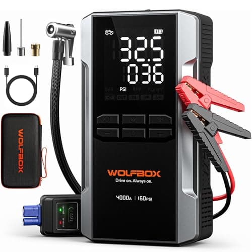WOLFBOX 4000A Jump Starter with 160PSI Air Compressor & 65W Charging $78.40 + Free S/H