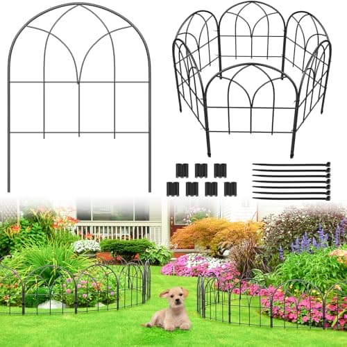 6-pk 12.55" x 16.53" Youpehom No-Dig Metal Garden Fence Panels (Black) $12