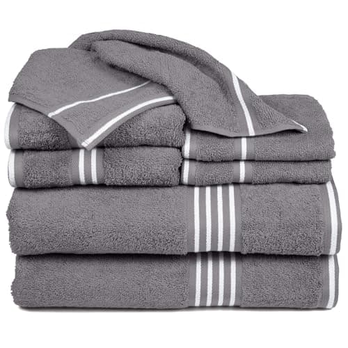 Lavish Home Rio 8 Piece 100% Cotton Towel Set - Silver