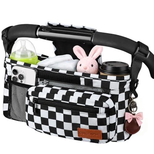 Guiseapue Universal Stroller Organizer with Cup Holder: Baby Essentials, Stroller Caddy with Shoulder Strap, Detachable Phone Bag, Stroller Accessories, Chirstmas New Moms Baby Gifts
