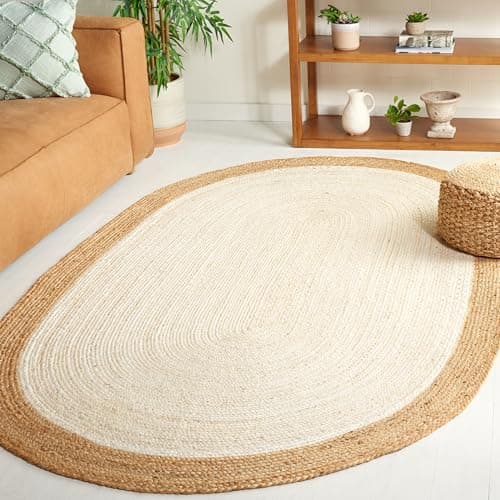 SAFAVIEH Area Rug 6x9 Oval - N...Braided Border Design (NF801M)