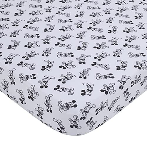 NoJo Disney Mickey Mouse - Tim...itted Crib Sheet, Black, White