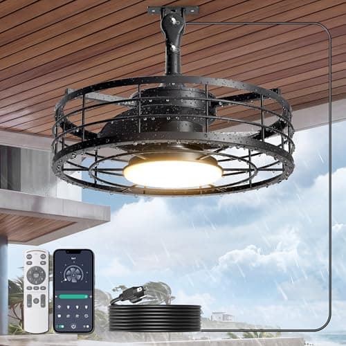 16" Phylluz Weatherproof Plug-In Outdoor Ceiling Fan w/ Lights, Remote & App Control (Black or White) $49.69 + Free Shipping