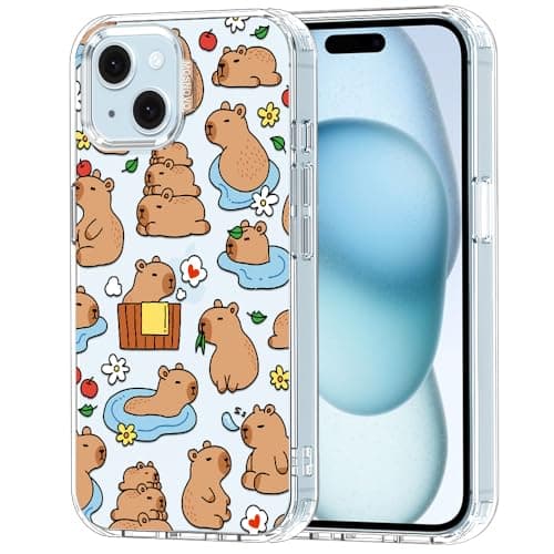 MOSNOVO for iPhone 15 Plus Case/iPhone 14 Plus Case, Shockproof Military-Grade Protection 6.6ft Drop Tested, Clear Phone Case for iPhone 15 Plus / 14 Plus, Capybara Land Design