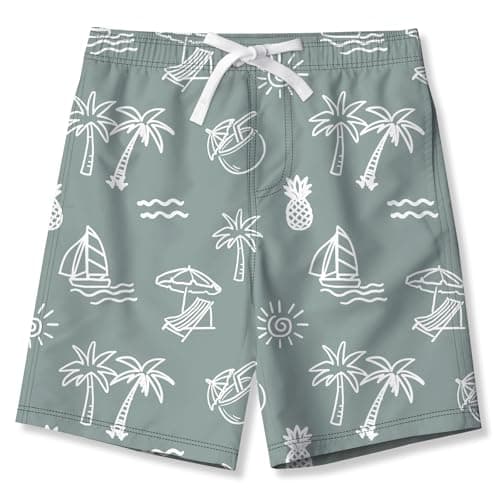 Idgreatim Boys Swimming Trunks Size 13 14T Hawaiian Tropical Swim Shorts Swimsuit for Beach