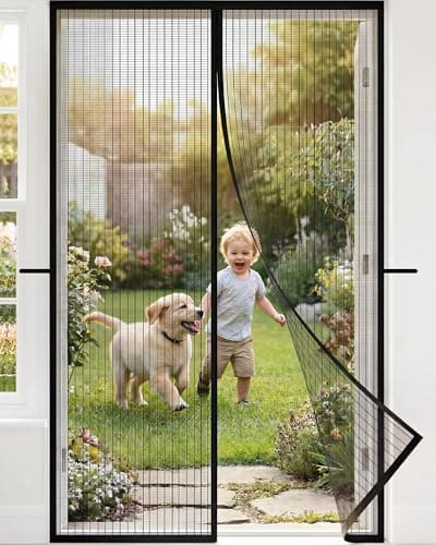 Gecork Magnetic Screen Door, Pet & Kid Friendly Screen Door Mesh, Easy Install with Tools, Durable Mesh for Patio & Sliding Doorway, Hands Free Ventilation & Light Permeable, 38IN x 83IN
