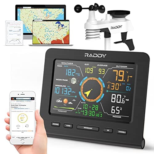 Raddy WF-100C Lite Weather Sta..., Alarm Clock for Home, Garden