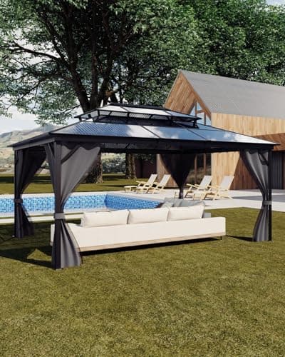 GarveeLife Hard top Gazebo 12 ...ck, Backyard, Lawn, and Garden