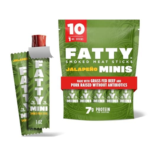 FATTY Mini Meat Jerky Sticks, ...inis, 1 oz. Snack Size (10-pk)