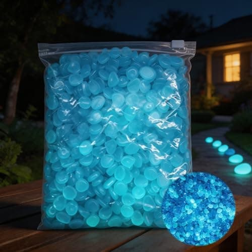 600 Pcs Colorful Glow in the Dark Garden Stones, Night Guide Luminous Pebbles Rocks for Outdoor Decor, Garden Lawn Yard, Plant Pots, Aquarium, Fish Tank, Driveway, Walkway, Pathway (Blue)