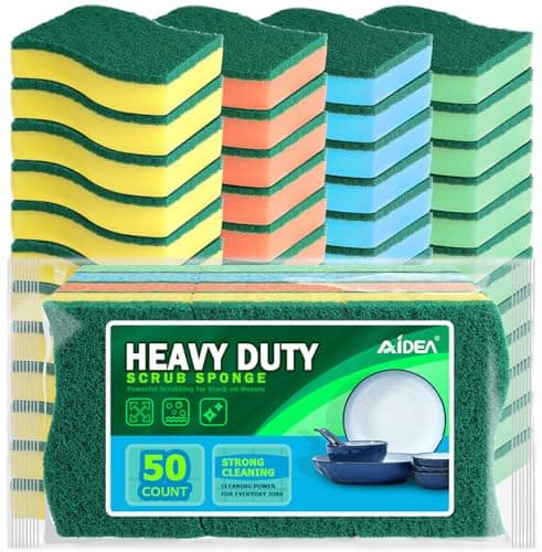 AIDEA Sponges Kitchen, 50-PK Heavy Duty Dish Sponge Kitchen, Scrub Sponges
