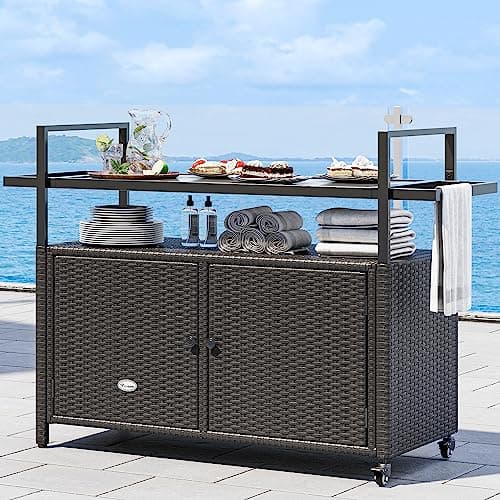 YITAHOME Large Outdoor Kitchen...ckyard and Poolside Dark Brown