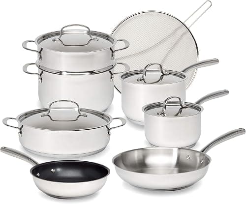 Goodful 12-Piece Classic Stain...s Non Stick Frying Pan, Chrome